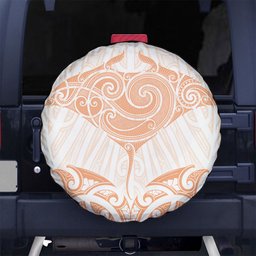 New Zealand Manta Ray Tattoo Spare Tire Cover Aotearoa Maori Haehae Orange