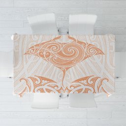 New Zealand Manta Ray Tattoo Tablecloth Aotearoa Maori Haehae Orange