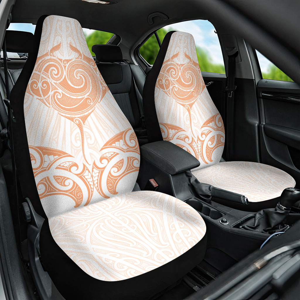 New Zealand Manta Ray Tattoo Car Seat Cover Aotearoa Maori Haehae Orange
