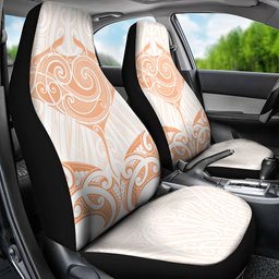New Zealand Manta Ray Tattoo Car Seat Cover Aotearoa Maori Haehae Orange