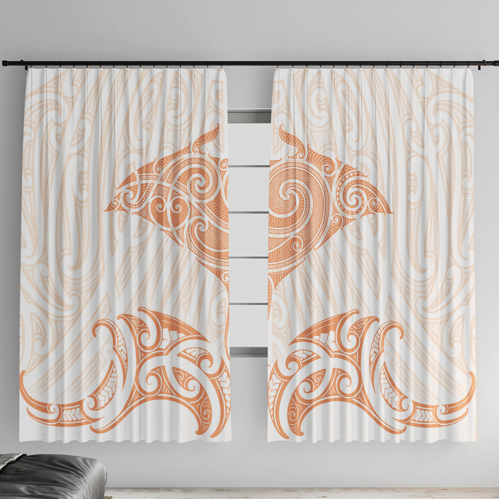 New Zealand Manta Ray Tattoo Window Curtain Aotearoa Maori Haehae Orange
