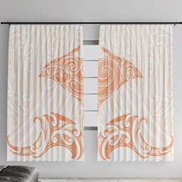 New Zealand Manta Ray Tattoo Window Curtain Aotearoa Maori Haehae Orange