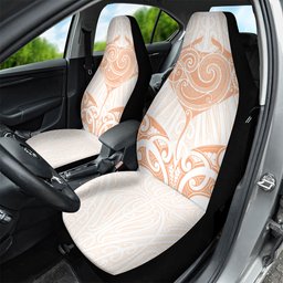 New Zealand Manta Ray Tattoo Car Seat Cover Aotearoa Maori Haehae Orange