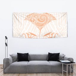 New Zealand Manta Ray Tattoo Tapestry Aotearoa Maori Haehae Orange