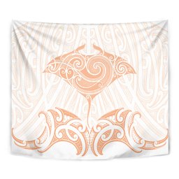 New Zealand Manta Ray Tattoo Tapestry Aotearoa Maori Haehae Orange