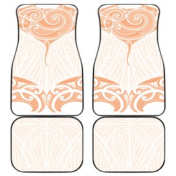 New Zealand Manta Ray Tattoo Car Mats Aotearoa Maori Haehae Orange