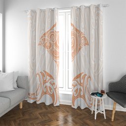 New Zealand Manta Ray Tattoo Window Curtain Aotearoa Maori Haehae Orange