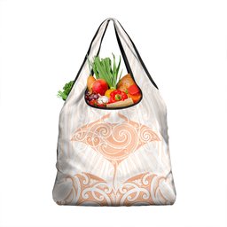 New Zealand Manta Ray Tattoo Grocery Bag Aotearoa Maori Haehae Orange