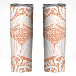 New Zealand Manta Ray Tattoo Skinny Tumbler Aotearoa Maori Haehae Orange