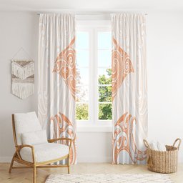 New Zealand Manta Ray Tattoo Window Curtain Aotearoa Maori Haehae Orange