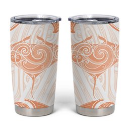 New Zealand Manta Ray Tattoo Tumbler Cup Aotearoa Maori Haehae Orange