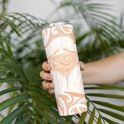 New Zealand Manta Ray Tattoo Skinny Tumbler Aotearoa Maori Haehae Orange