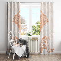 New Zealand Manta Ray Tattoo Window Curtain Aotearoa Maori Haehae Orange