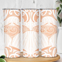 New Zealand Manta Ray Tattoo Skinny Tumbler Aotearoa Maori Haehae Orange