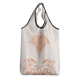 New Zealand Manta Ray Tattoo Grocery Bag Aotearoa Maori Haehae Orange