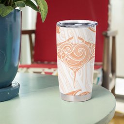 New Zealand Manta Ray Tattoo Tumbler Cup Aotearoa Maori Haehae Orange