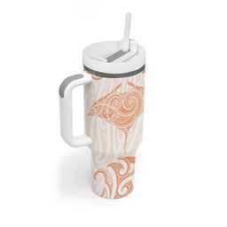 New Zealand Manta Ray Tattoo Tumbler With Handle Aotearoa Maori Haehae Orange