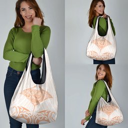 New Zealand Manta Ray Tattoo Grocery Bag Aotearoa Maori Haehae Orange