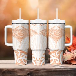 New Zealand Manta Ray Tattoo Tumbler With Handle Aotearoa Maori Haehae Orange