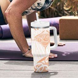 New Zealand Manta Ray Tattoo Tumbler With Handle Aotearoa Maori Haehae Orange