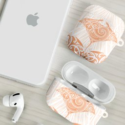 New Zealand Manta Ray Tattoo AirPods Case Aotearoa Maori Haehae Orange