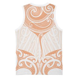 New Zealand Manta Ray Tattoo Basketball Jersey Aotearoa Maori Haehae Orange
