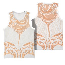 New Zealand Manta Ray Tattoo Basketball Jersey Aotearoa Maori Haehae Orange