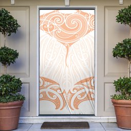 New Zealand Manta Ray Tattoo Door Cover Aotearoa Maori Haehae Orange