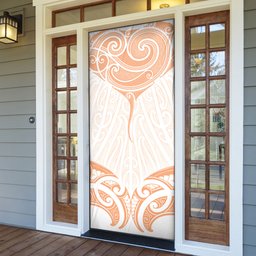 New Zealand Manta Ray Tattoo Door Cover Aotearoa Maori Haehae Orange
