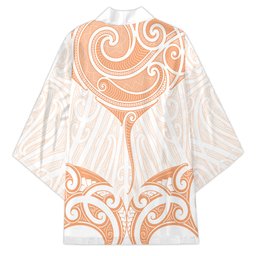 New Zealand Manta Ray Tattoo Kimono Aotearoa Maori Haehae Orange