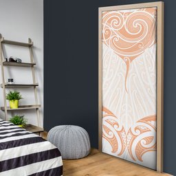 New Zealand Manta Ray Tattoo Door Cover Aotearoa Maori Haehae Orange