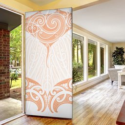 New Zealand Manta Ray Tattoo Door Cover Aotearoa Maori Haehae Orange