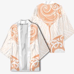 New Zealand Manta Ray Tattoo Kimono Aotearoa Maori Haehae Orange