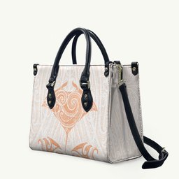 New Zealand Manta Ray Tattoo Leather Bag Aotearoa Maori Haehae Orange