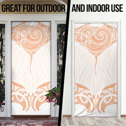 New Zealand Manta Ray Tattoo Door Cover Aotearoa Maori Haehae Orange