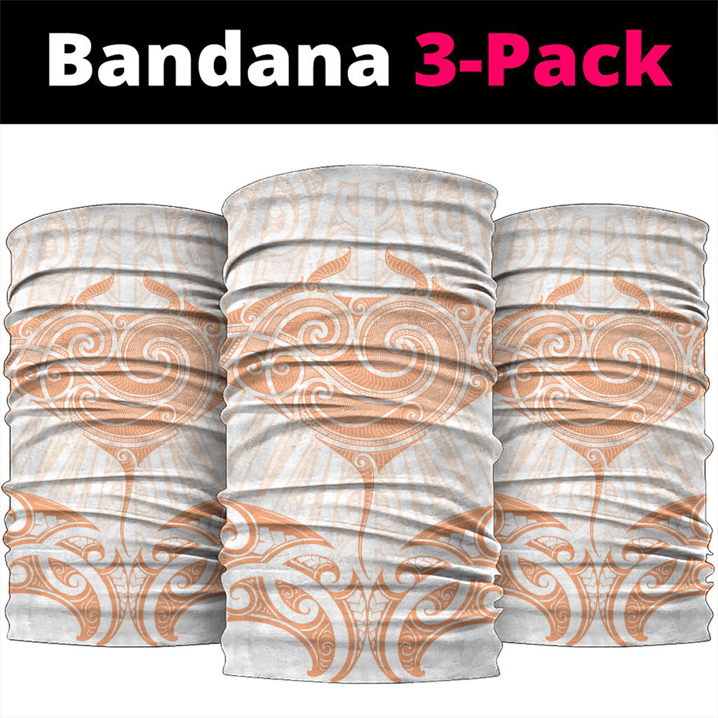 New Zealand Manta Ray Tattoo Neck Gaiter Aotearoa Maori Haehae Orange