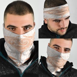 New Zealand Manta Ray Tattoo Neck Gaiter Aotearoa Maori Haehae Orange