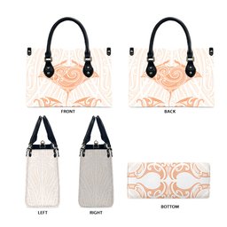 New Zealand Manta Ray Tattoo Leather Bag Aotearoa Maori Haehae Orange