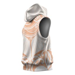 New Zealand Manta Ray Tattoo Sleeveless Hoodie Aotearoa Maori Haehae Orange