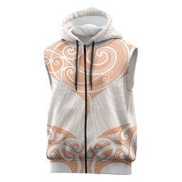 New Zealand Manta Ray Tattoo Sleeveless Zip Hoodie Aotearoa Maori Haehae Orange