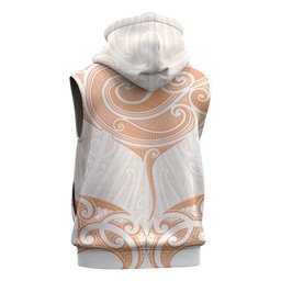 New Zealand Manta Ray Tattoo Sleeveless Zip Hoodie Aotearoa Maori Haehae Orange