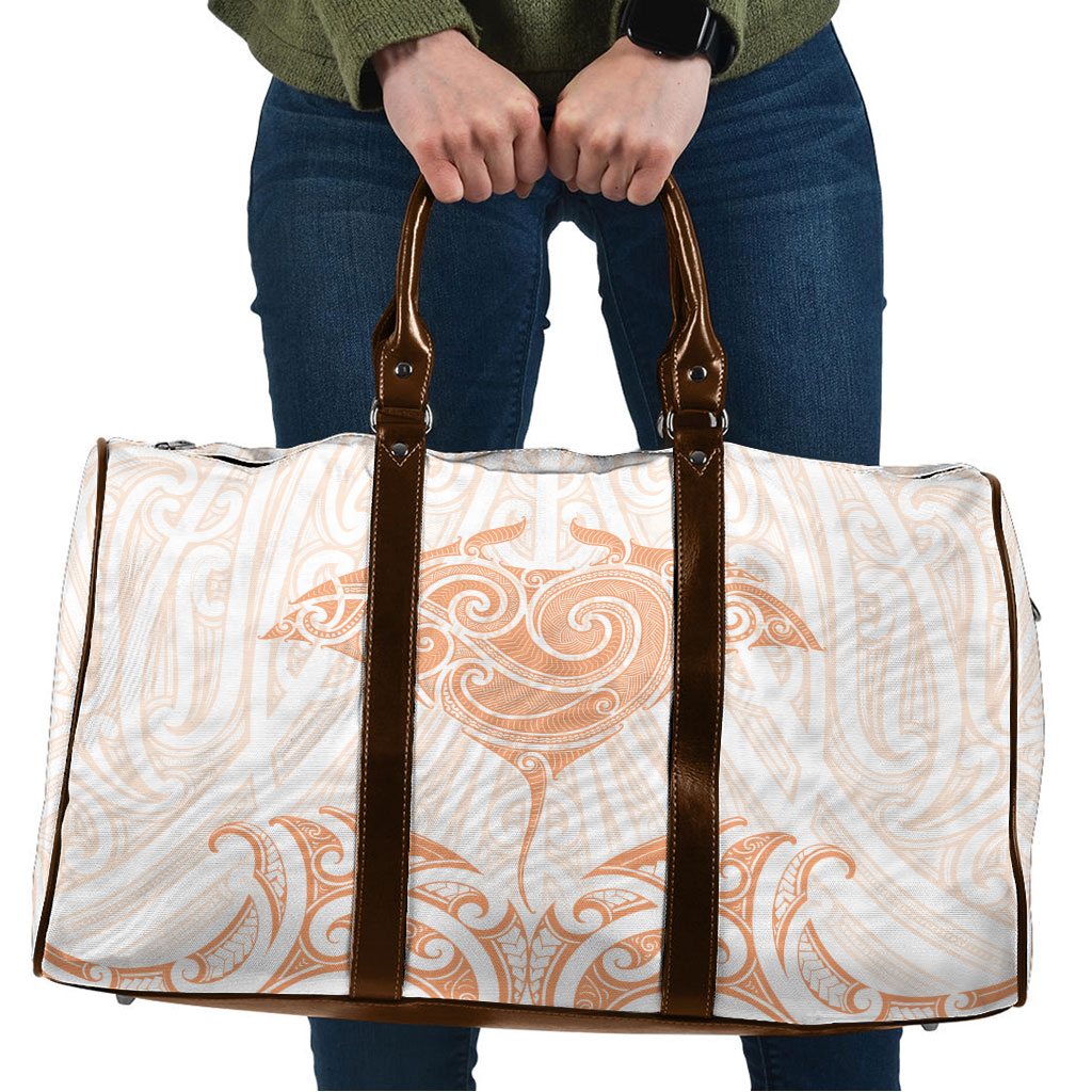 New Zealand Manta Ray Tattoo Travel Bag Aotearoa Maori Haehae Orange