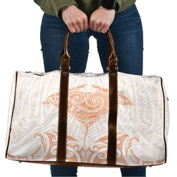 New Zealand Manta Ray Tattoo Travel Bag Aotearoa Maori Haehae Orange