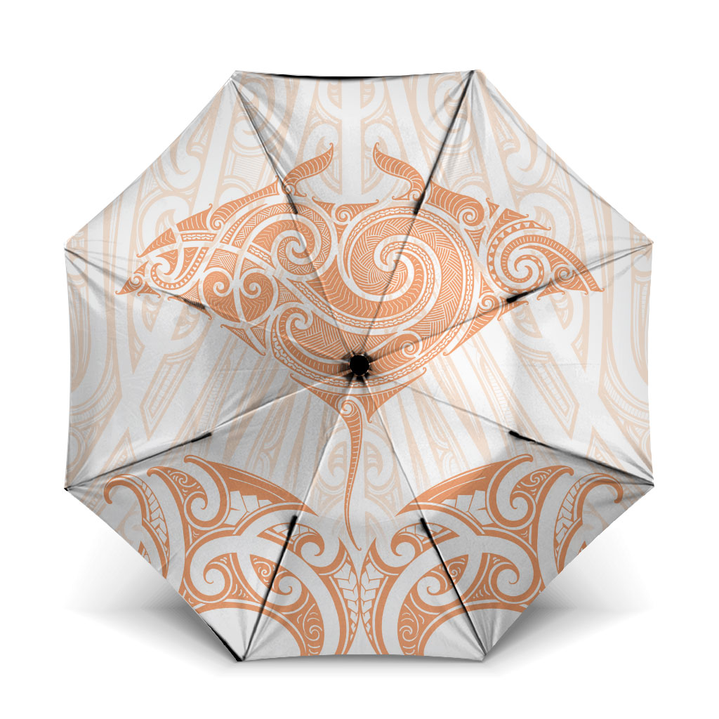 New Zealand Manta Ray Tattoo Umbrella Aotearoa Maori Haehae Orange