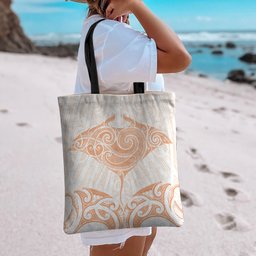 New Zealand Manta Ray Tattoo Tote Bag Aotearoa Maori Haehae Orange
