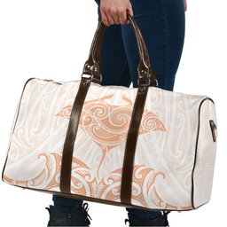 New Zealand Manta Ray Tattoo Travel Bag Aotearoa Maori Haehae Orange