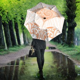 New Zealand Manta Ray Tattoo Umbrella Aotearoa Maori Haehae Orange