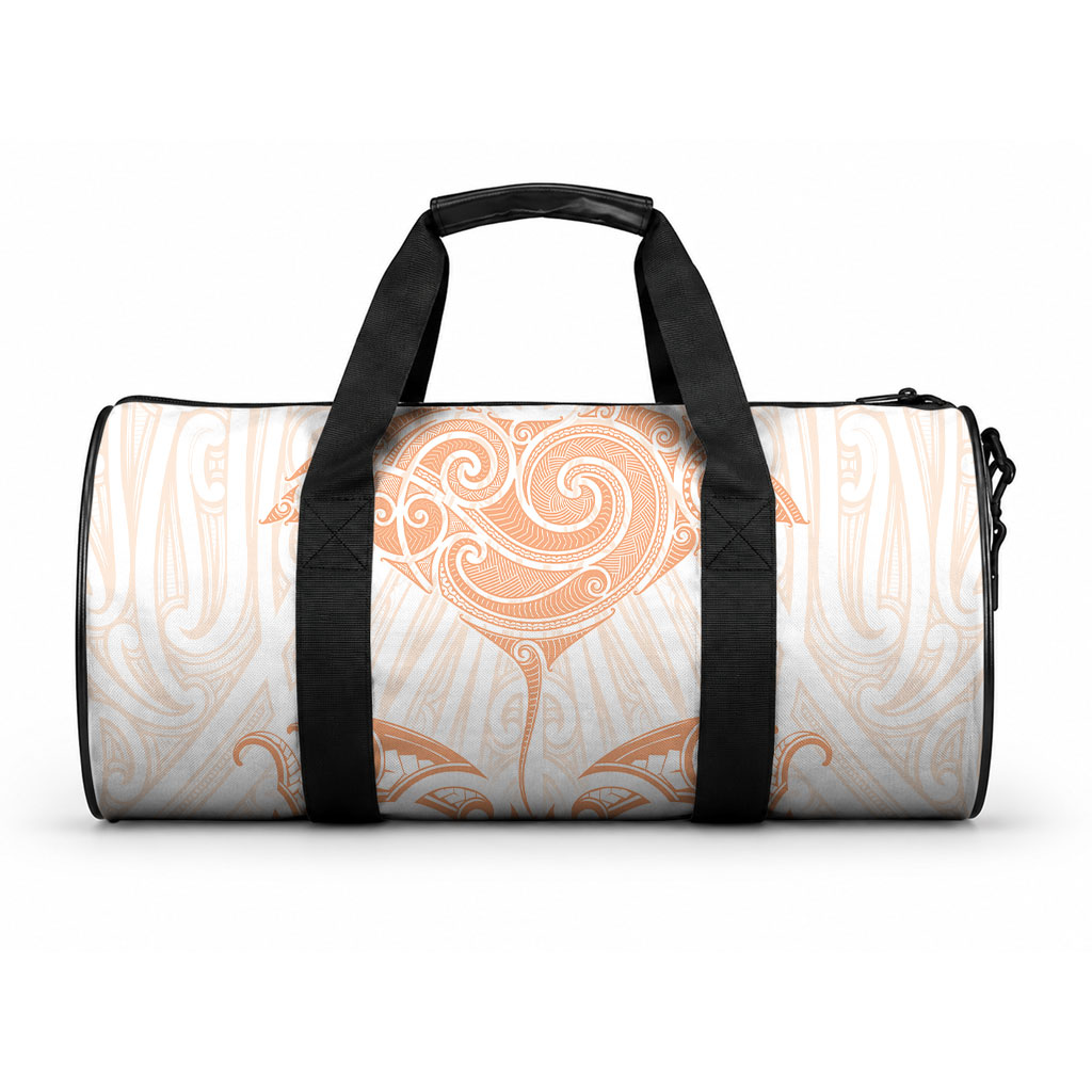 New Zealand Manta Ray Tattoo Duffle Bag Aotearoa Maori Haehae Orange