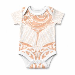 New Zealand Manta Ray Tattoo Baby Onesie Aotearoa Maori Haehae Orange