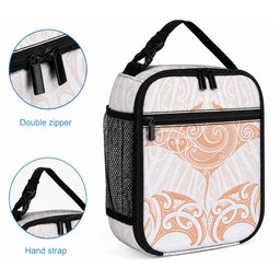 New Zealand Manta Ray Tattoo Lunch Bag Aotearoa Maori Haehae Orange